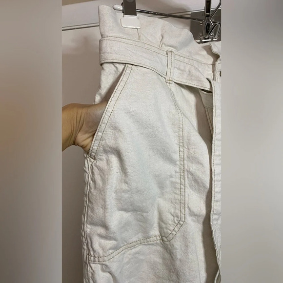 NWT Free People Splendor Grass Skirt Oatmeal Tie Waist Paper Bag Mini Size 12 - Picture 6 of 9